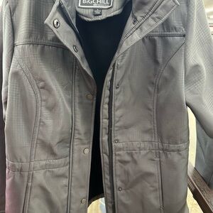 Big Chill Charcoal Grey Snap-Front Jacket, drawstring waist, Sz M